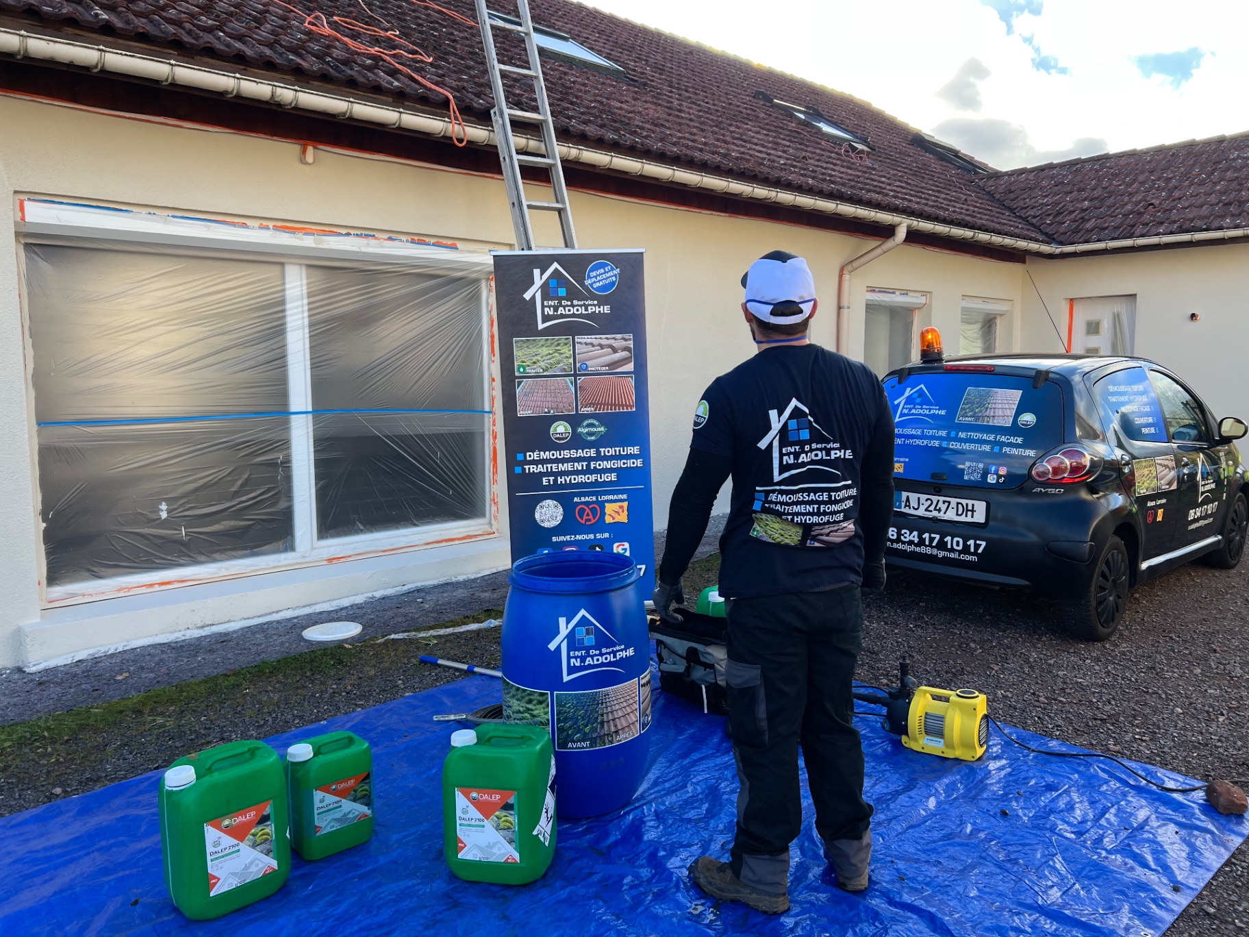 Préparation peinture façade et protections